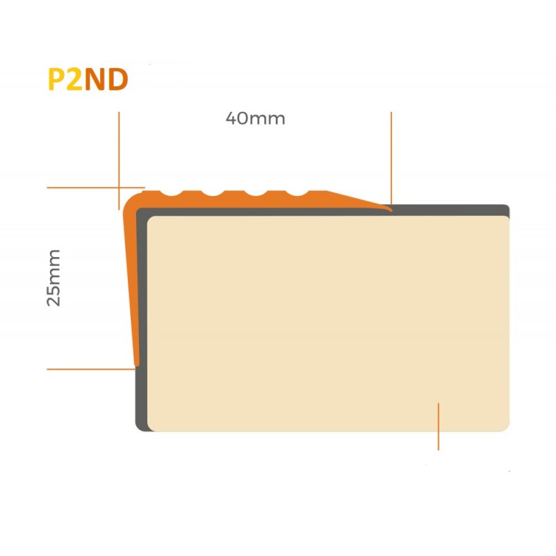 PVC - Stair nose - self-adhesive non-slip stair profile - P2ND 41x25mm