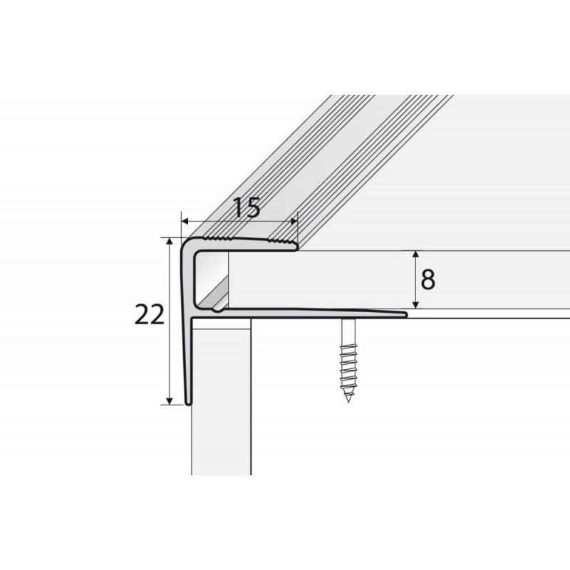 zelf Onzin Prik Aluminium F profiel voor trappenkanten met laminaat 8mm