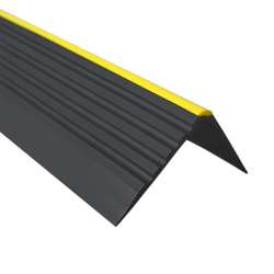 PVC- Warnung , Rutschfestes Treppenprofil mit Kleber P2RD-ON 55x40mm (gelber Streifen an der Nase) schwarz