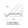 A11 Aluminium Self-adhesive profile with slope 39 X 8mm x 2 SZT X 134 CM