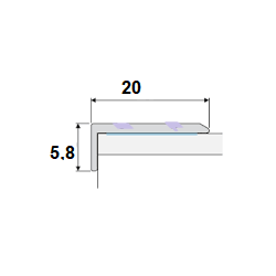 C33 SELF-ADHESIVE ALUMINUM ANGLE PROFILE 20 X 5.8 MM x 2 x 134 cm